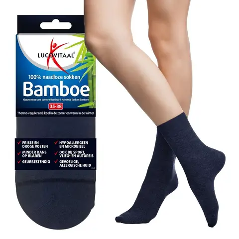 Lucovitaal Lange Bamboesokken Maat 35–38 Blauw - 1 paar