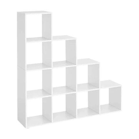 VASAGLE Étagère à livres en bois d’exposition avec compartiments en forme d’escalier - 10 cubes