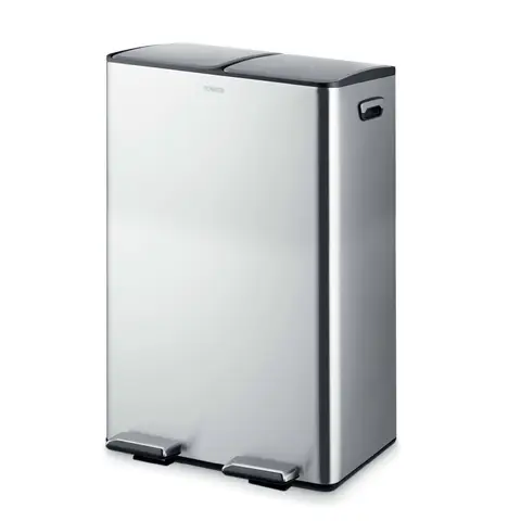 Tower Recycling Pedal Bin With Two Compartments, 60 L, Stainless Steel