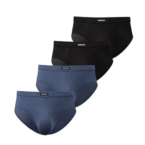 BAMBOO COOL Herren-Unterwäsche Slips Herren-Hosen Atmungsaktiv Komfort Weich 3D-Tasche Unterhosen Größe L (4er-Pack)