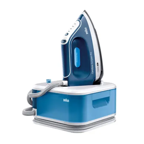 Braun Carestyle Compact Pro Steam Generator Iron, 7.5 Bar Pressure, FreeGlide 3D, iCare Technology, 1.5L Tank, Blue, IS2565BL