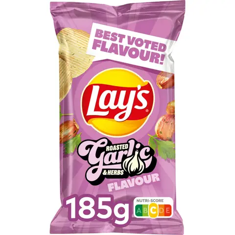 Lay's Ribbel Chips Knoflook & Kruiden 185 gr