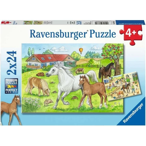 Ravensburger Kinderpuzzle - 07833 Auf dem Pferdehof - Puzzle für Kinder ab 4 Jahren, mit 2x24 Teilen