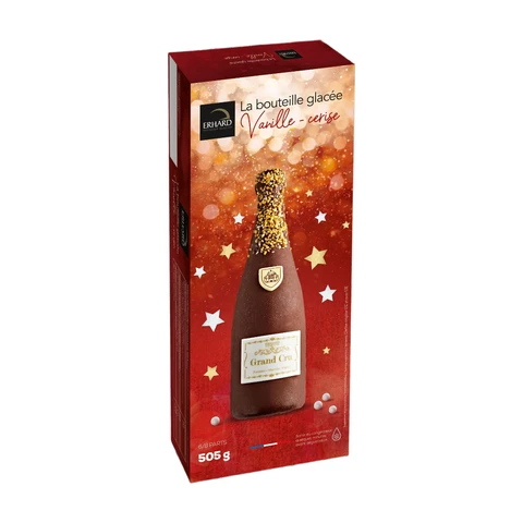 ERHARD Bouteille des Fêtes Glace Stracciatella Vanille Cerise 505g
