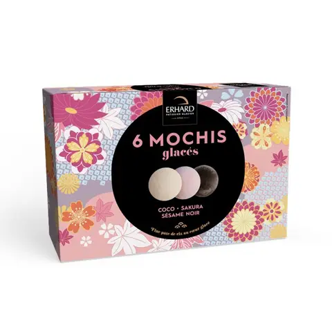 Erhard Mochis glacés saveur coco, sakura et sésame noir - 6 x 210 g
