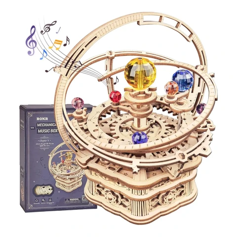 Robotime ROKR Starry Night 3D Wooden Puzzle Building Toys 13.5 x 13.5 x 15.5cm 1PC,Home decoration, bookshelf decoration,Craft Gifts for Adults and Teens,Educational toys