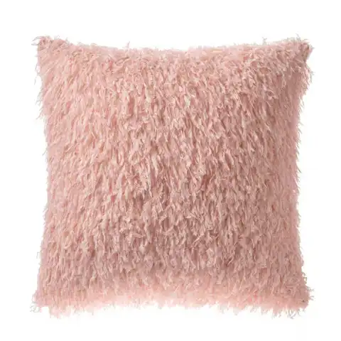 Phantoscope Pack of 1 Fuzzy Faux Feather Throw Pillow Covers Soft Velvet Series Faux Fur Decorative Pillowcases Cushion Cover for Couch Bed and Chair, Pink, 18 x 18 inches, 45 x 45 cm