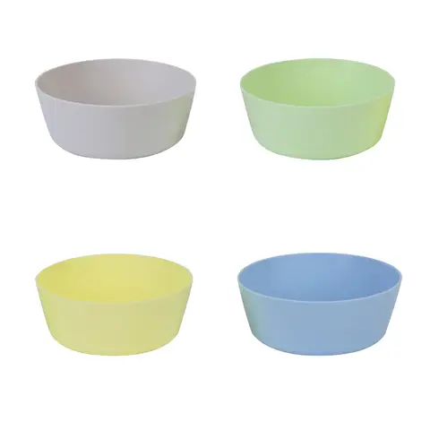 Simple Design Small Dinner Bowl & Plate 4-Piece Set, Plastic, Compact & Portable