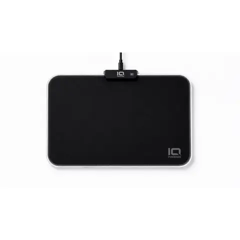 IQ POWERED KALI RGB Gaming-Mauspad, LED-Beleuchtung, 9 Leuchtmodi, 34,5 × 24,5 cm, glattes Stoffobermaterial, rutschfeste Gummibasis, USB-betrieben
