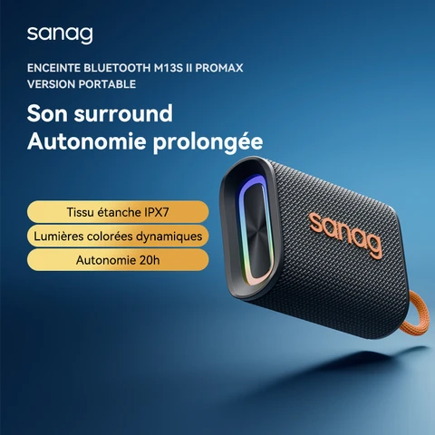 Sanag M13S II Pro Max Enceinte sans fil Bluetooth portable et étanche - Noir
