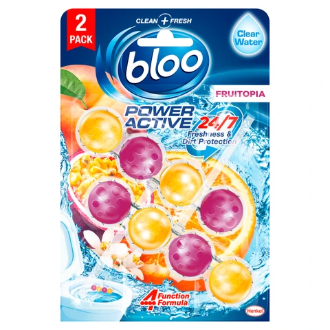 Bloo Power Active Toilet Rim Block, Fruitopia,  2 Packs
