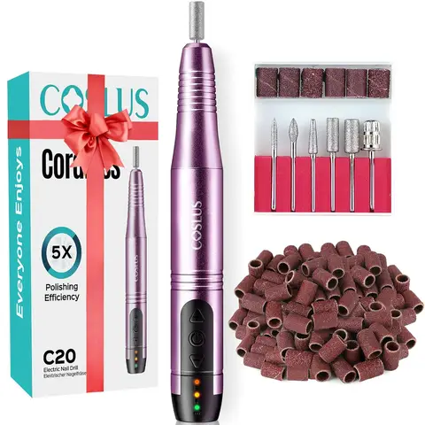 Coslus Lime à ongles électrique sans fil rechargeable pour manucure et pédicure en acrylique, gel et poudre