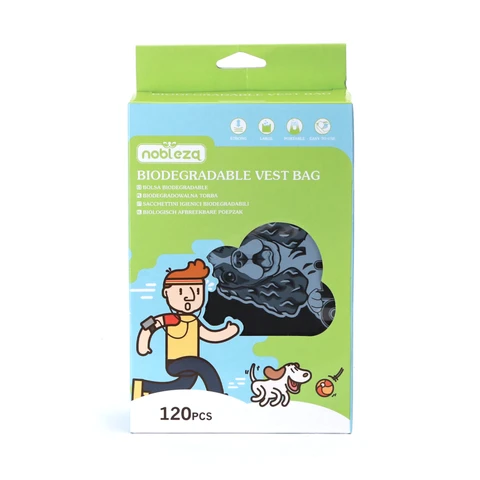 Nobleza Biodegradable trash bag/Vest type/W18*H34cm, handle 12cm/1.5 mil/Black/120pcs/UKEco-friendly;Portable
