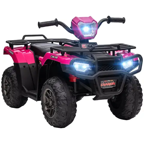 HOMCOM 12V Electric Car for Kids, Battery Powered Quad Bike, Ride-On ATV Car w/ Forward, Reverse Functions, Music, LED Lights