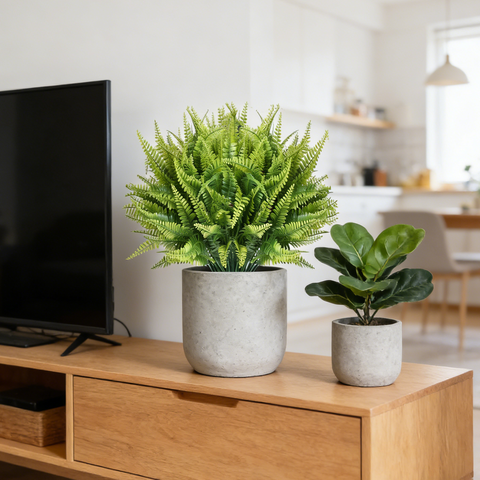 Yuejia 10Pcs 16in/41cmArtificial Boston Fern Plants Fake Boston Fern Stems Faux Plants Artificial Outdoor Plastic Bushes Bulk for Hanging Office Porch Window Home Decor