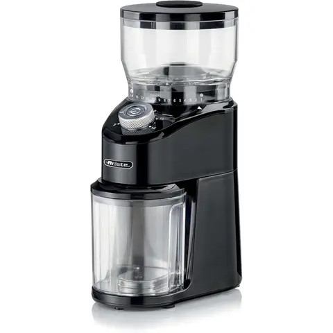Ariete 3023 Coffee Grinder 3023 Kaffeemühle mit konischen Mühlen aus Edelstahl, 200W, 14 Mahlstufen, 200g Tankinhalt, abnehmbare Mühlen, 2 bis 12 Tassen, schwarz