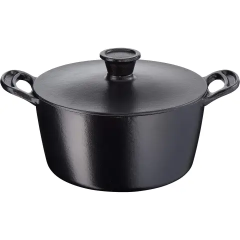 Tefal Jamie Oliver E21246 Schmortopf 24cm mit Deckel – Gusseisen Schwarz/Creme