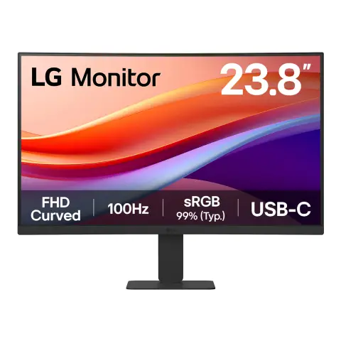 LG Monitor 24U421A – Curved FHD 1080p VA 24 inch, 100Hz, 5ms, Computer desktop display, Flicker safe & Reader Mode, USB-C, HDMI, Matte Black