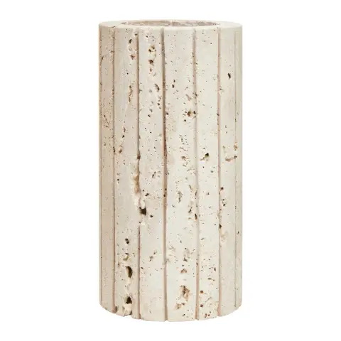 Tibor Travertine Ribbed Vase