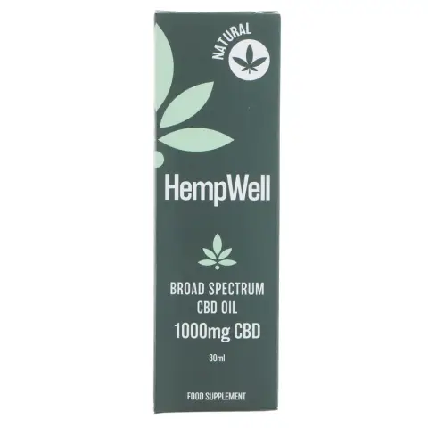 HEMPWELL - Broad Spectrum CBD Oil 1000mg - Natural Flavour - 30ML