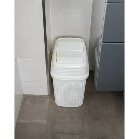 JVL Knit Design Loop Plastic Push Top Bin – Ivory