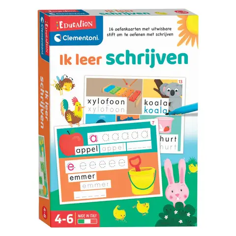 Clementoni educatief schrijfspel - 16 herbruikbare oefenkaarten, 27,6 x 20,3 cm