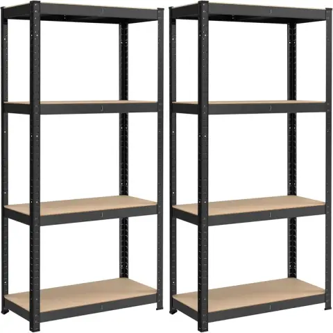 SONGMICS Shelving, 4-Tier, Set of 2, 80x40x160cm, Black