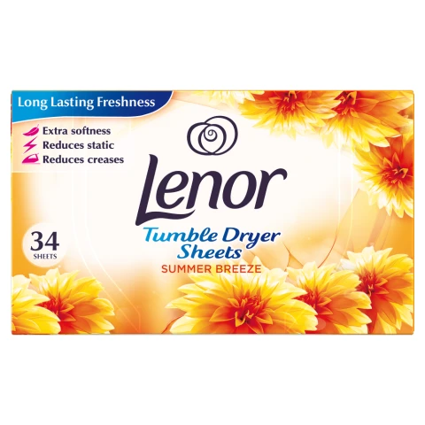 Lenor Fabric Tumble Dryer Sheets, 34 Sheets, Summer Breeze