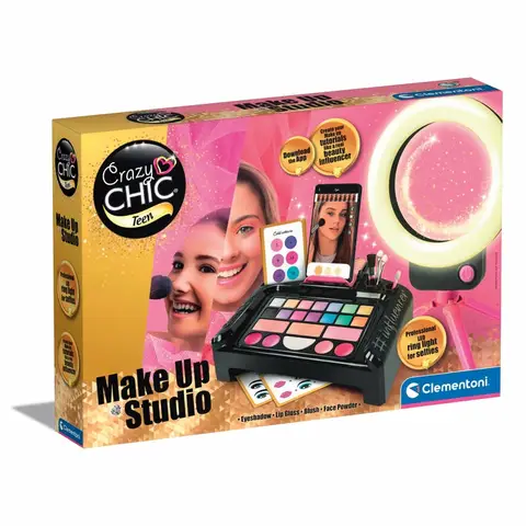 Clementoni Crazy Chic make-up artiest studio - meerkleurig, 14 oogschaduws, 3 blushers, 4 lipglossen