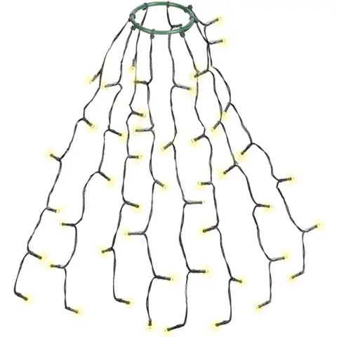 SALCAR Éclairage de sapin de Noël 0,6 m avec anneau et 8 guirlandes, chaîne lumineuse 48 LED, sapin de Noël, éclairage de Noël étanche pour 60 cm, 90 cm, 120 cm - blanc chaud