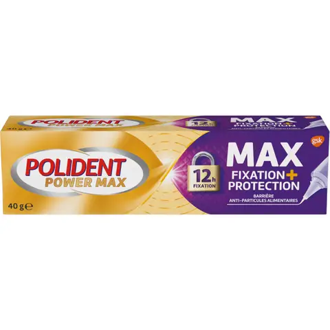 POLIDENT Power Max - Crême Fixative Fixation Et Protection - 40g