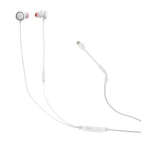 JBL QUANTUM 50 kabelgebundene In-Ear-Gaming-Kopfhörer mit USB-C-Adapter, Weiß