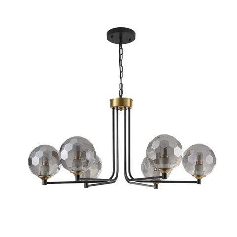 Homary Black & Gold Sputnik Glass Chandelier 6-Light Ceiling Light Adjustable Height
