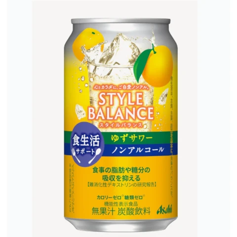 Asahi Style Balance Sparkling Water Drink, Yuzu Sour Flavor