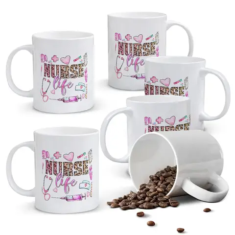 Alphynix 1 weiße Tasse 33cl mit "PFLEGER leben" Spruch in Leopardenprint & rosa medizinischen Icons, bestärkendes Pflegekraft Weihnachts- oder Thanksgiving-Geschenk,Geschenk zum valentinstag, geschenk zum geburtstag