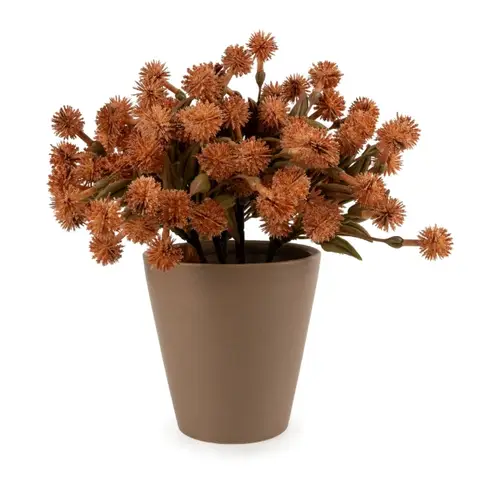 Candlelight Artificial Allium Plant in Ceramic Pot Orange 20cm