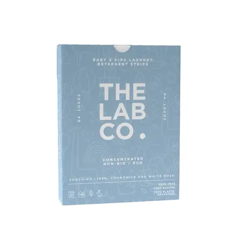 The Lab Co. Laundry Detergent Strips Washing Sheets | Eco Ultra-Concentrated | Non-Bio for Sensitive Skin | Non-Toxic Fragrance | EDC-Free | Lab-Tested | Soothing Linen Chamomile White Rose | 64 Loads
