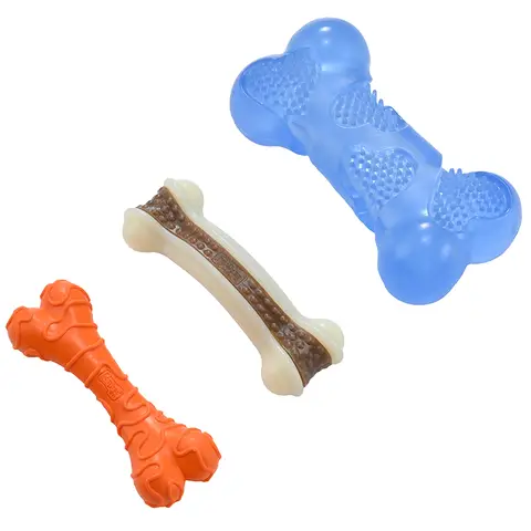 Blinkit Pet Teething Toy Set, Dog Rubber Toys with Cheese Bone Design, for Teeth Cleaning, Suitable for All Dog Breeds