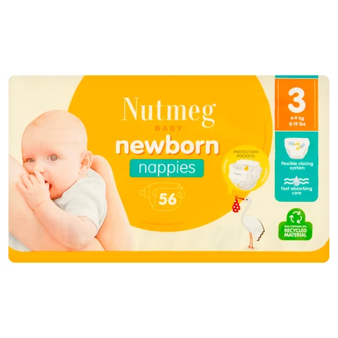 Nutmeg Baby Ultra Dry Nappies Size 3 56 Pack