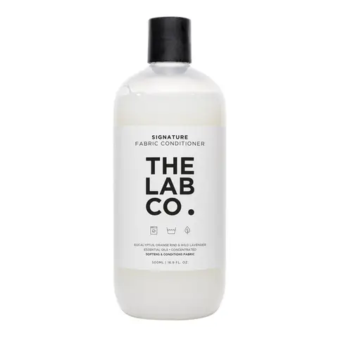 The Lab Co. Signature Laundry Conditioner 500ml. Plant based and Non-Bio Laundry Softener. Fragranced with Lavender and orange rind. For up to 32 washes