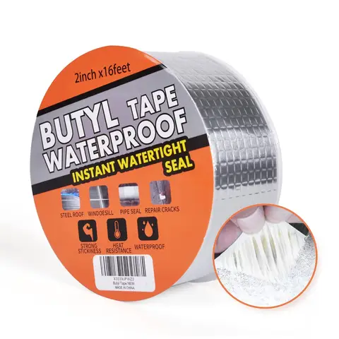 TAPEBEAR Butylband wasserdichtes Dichtband Aluminiumfolienband, für Wohnmobil-Reparaturen, Fenster, Silikon, Glas & EDPM, Dachleckabdichtung, Boot- und Rohrdichtung, silber, 2 Zoll x 16 Fuß
