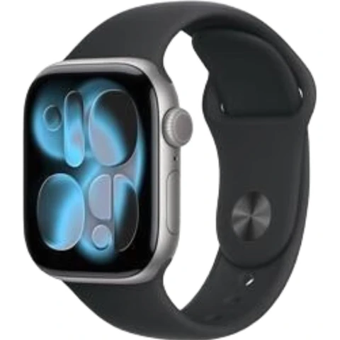 Apple Watch Series 11 avec GPS 42 mm, boîtier en Aluminium Gris Sidéral avec bracelet sport Noir - Taille S/M