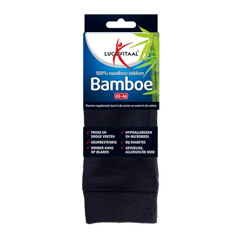 Lucovitaal Lange Bamboe Sokken Maat 43–46 Blauw - 1 paar