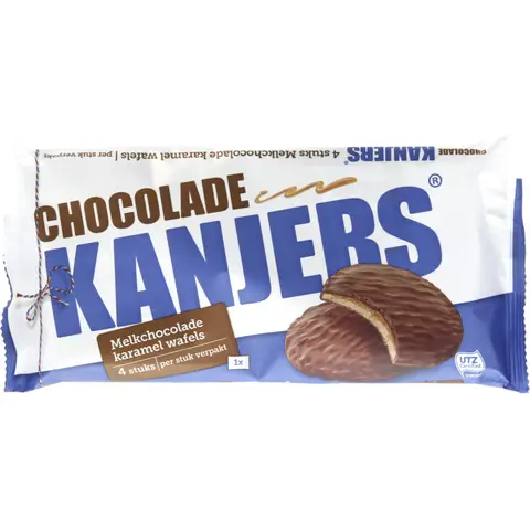 Kanjers Melkchocolade Karamel Wafels - 4 pcs