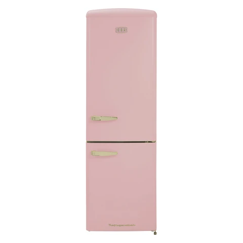 CDA Florence Tea Rose Pink Retro 199cm 60/40 Frost Free Fridge Freezer, Tea Rose Pink, D Rated