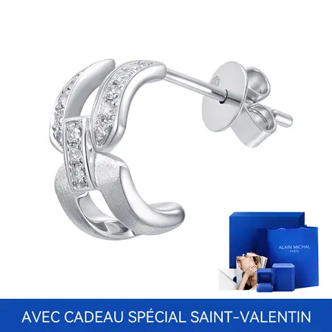 ALAIN MICHAL Intertwine Boucles d'oreilles argent 925 avec cadeau spécial Saint-Valentin
