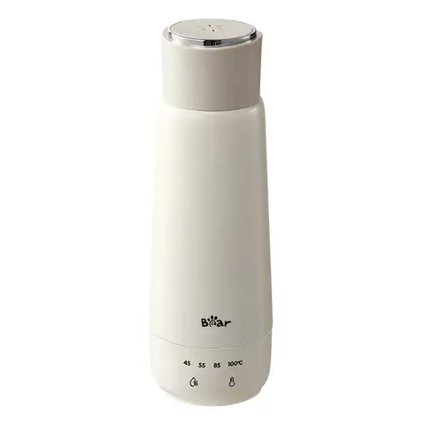 Bear Portable Travel Electric Kettle ZDH-C04X1 with 4 Temperature Control Settings and Keep Warm Function,Fast Boil 300ml Capacity - Double Layer 304 Stainless Steel - Includes Storage Bag-Plugged in to Use