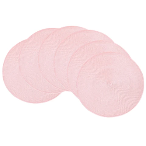 PP Round Placemat
Light Pink，Set of 6 Round Braided Placemats Table Mats for Dining Tables Washable Non-Slip Place Mats 15 inch for Home Decoration