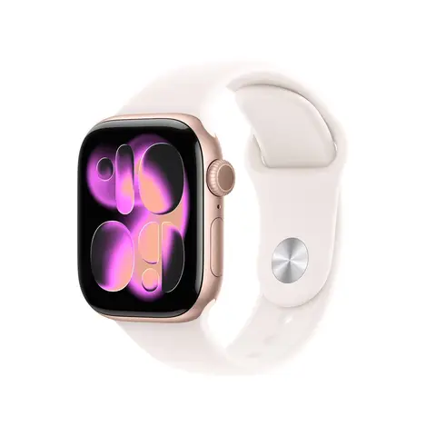 Apple Watch Série 11 GPS 42 mm boîtier aluminium or rose, bracelet sport rose tendre - taille M/L