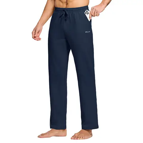 Willit Men's Sweatpants Yoga Cotton Pants Athletic Loose Running Pants with Pockets Navy Blue XL